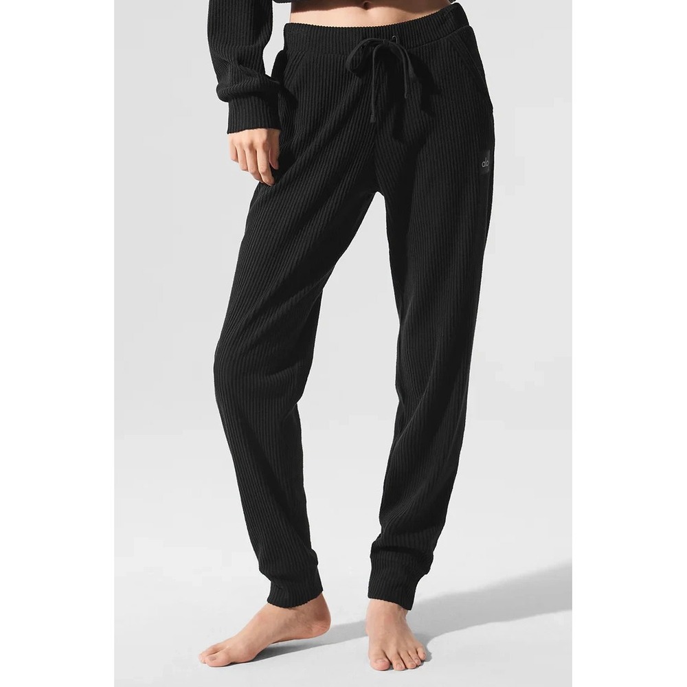 ALO Yoga Black Ribbed Track Pants